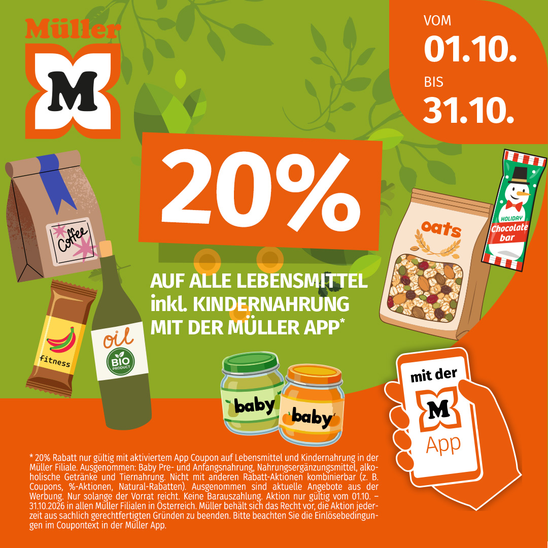 20261513 Digiscreen 20% Lebensmittel HERBST 1080x1080px AT
